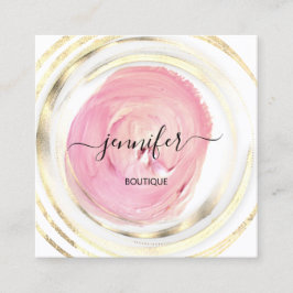 Beauty Organic Bio Shop QR Logotyp Soap Rosa White Fyrkantigt Visitkort