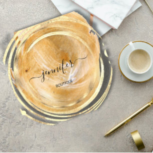 Beauty Organic Shop QR Code Logotyp White Guld Pai Fyrkantigt Visitkort