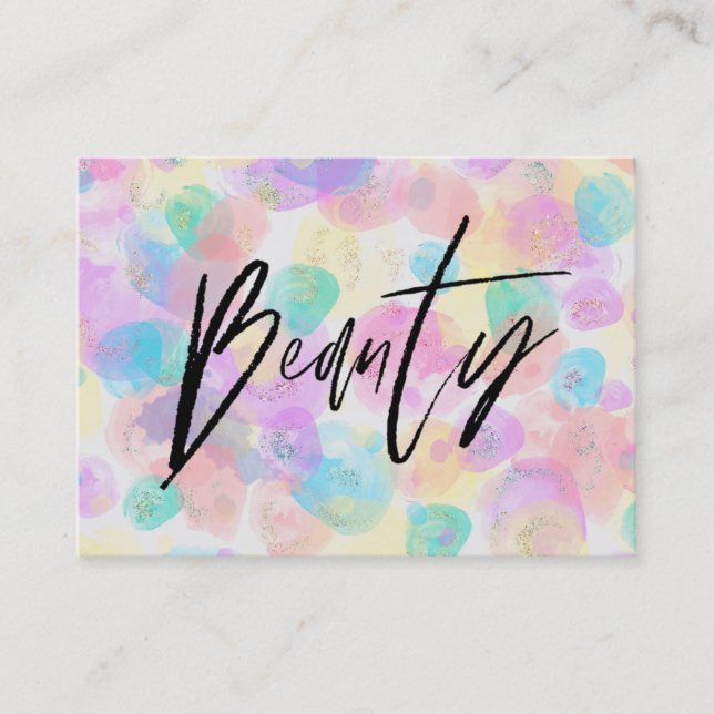 *~* BEAUTY Pastel Colorful Rainbow Modern Abstrakt Visitkort (Framsida)