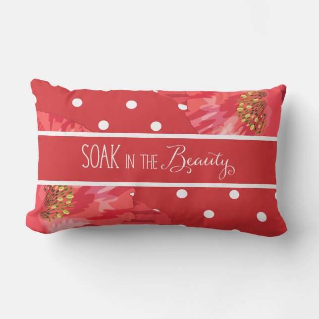 Beauty Poppy Red and White Polkadots Utomhuskudde (Framsida)