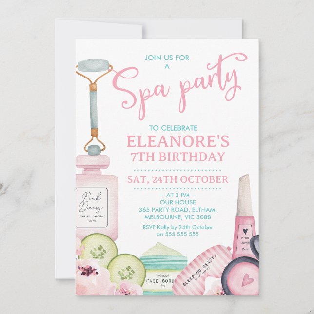 Beauty Products Spa Party Birthday Call Inbjudningar (Framsida)
