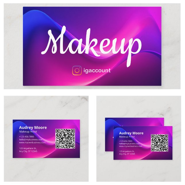 Beauty Professionells Makeup Artist QR-kod Visitkort (Beauty Professionals Makeup Artist QR Code Business Card
)