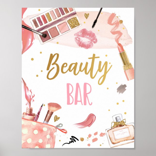 Beauty Pub Spa Party Makeup Glamor Girl Birthday Poster (Framsidan)