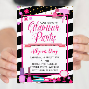 Beauty Queen Glamor Party Birthday bjudande Inbjudningar