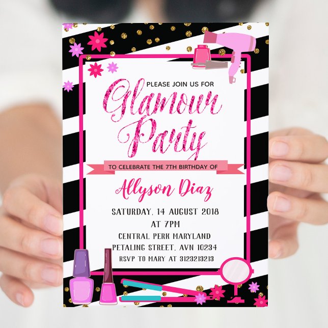 Beauty Queen Glamor Party Birthday bjudande Inbjudningar (Skapare uppladdad)