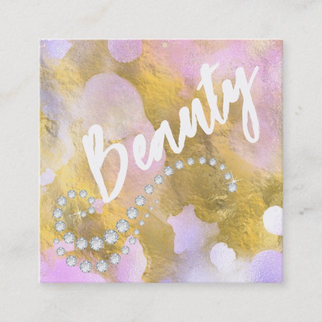 *~* BEAUTY Rainbow Gold Foil Script-Affärskort Fyrkantigt Visitkort (Framsida)