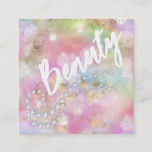 *~* BEAUTY Rainbow Guld Grunge Affärskort Fyrkantigt Visitkort