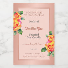 Beauty & Rosa ro Guld and  Product Labels Candles 