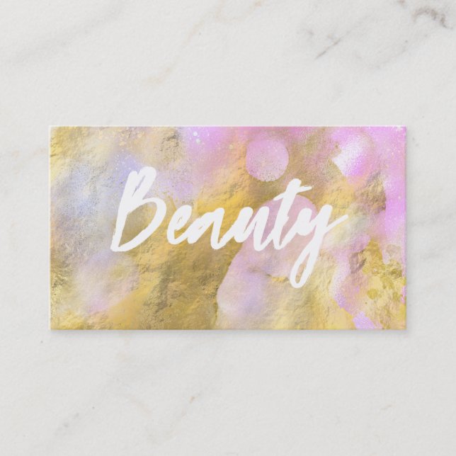 *~* BEAUTY Rosa Script Gold Foil-Affärskort Visitkort (Framsida)