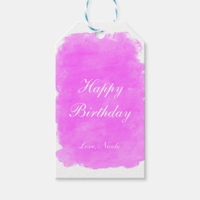 Beauty Rosa Splotch Glamor Birthday Gift Märkre Presentetikett (Framsidan)