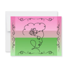 Beauty: Roselle Line Art Blank Card