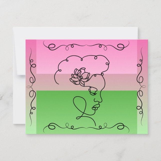 Beauty: Roselle Line Art Blank Card Tack Kort (Framsida)