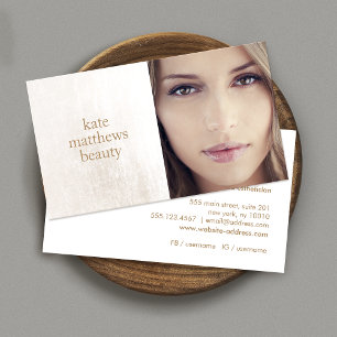 Beauty Salon and Spa White Marble Photo Card Visitkort