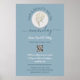 Beauty Salon be Säker Logotyp Hairdresser QR-kod Poster