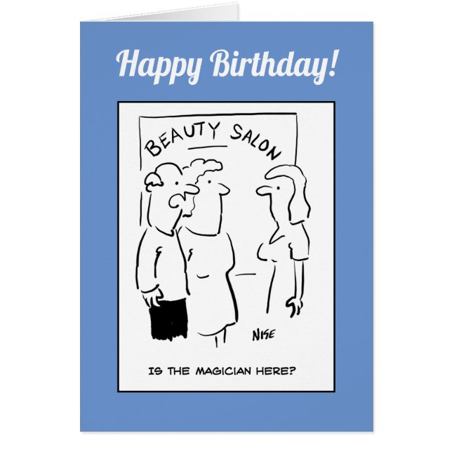 Beauty Salon Birthday - Make frågar efter vMagicia Hälsningskort (Framsidan)