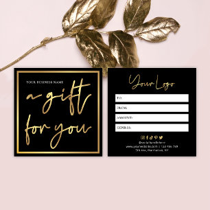 Beauty Salon Black & Guld Chic Gift Certificate Fyrkantigt Visitkort