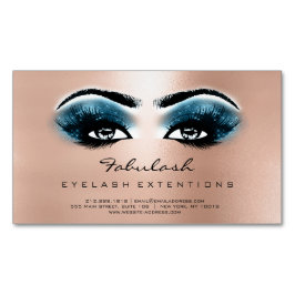 Beauty Salon Blue Ro Guld Adress Makeup Lash Magnetiska Visitkort