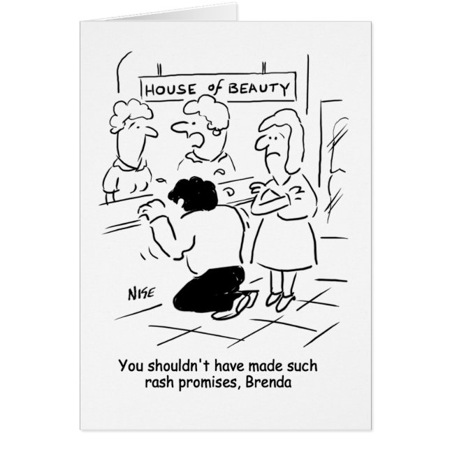 Beauty Salon borde inte ge några utslag. Funny Hälsningskort (Framsidan)