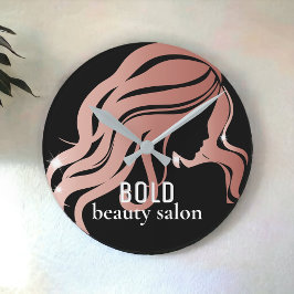 Beauty Salon Business Namn Ro Gold Foil + Black Rund Klocka