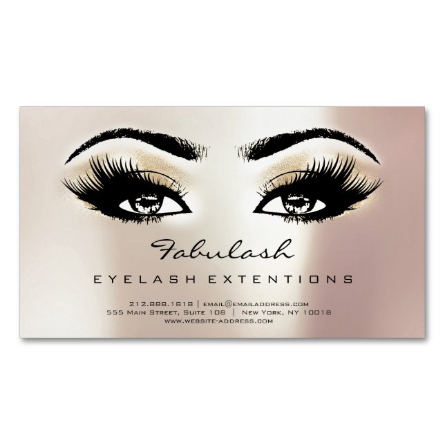Beauty Salon Champaigne Ro Adress Makeup Lash Magnetiska Visitkort (Framsida)