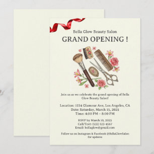 Beauty Salon Cute Grand Open Investigation Inbjudningar