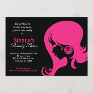 Beauty Salon (Deep Rosa) Inbjudningar