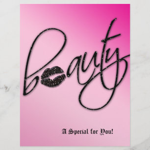 Beauty Salon Flyer Hair Rosa Black Gnistra Läppar