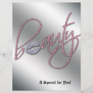 Beauty Salon Flyer Hair Rosa Silver Läppar