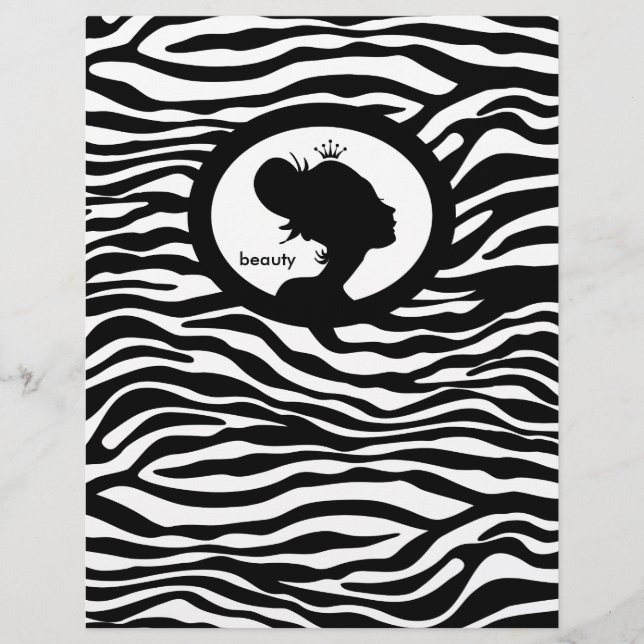 Beauty Salon Flyer Hair Zebra Black Krona (Framsidan)