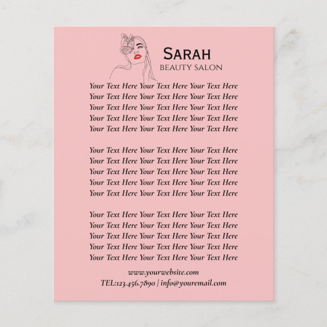 Beauty salon flygblad (Framsidan)