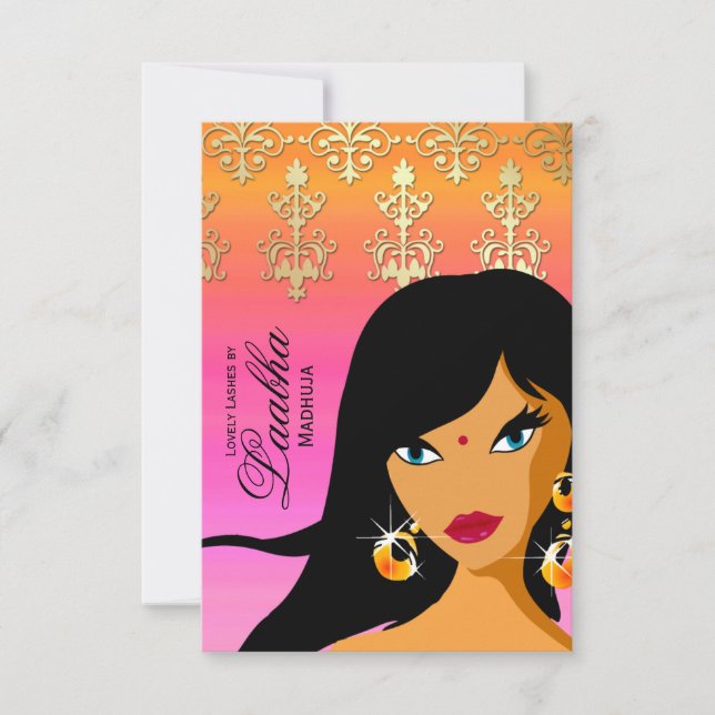 Beauty Salon Gift Card Inbjudan Guld Rosa Bindi 2 (Framsida)