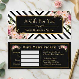 Beauty Salon Gift Certificate Guld Blommigt Rand
