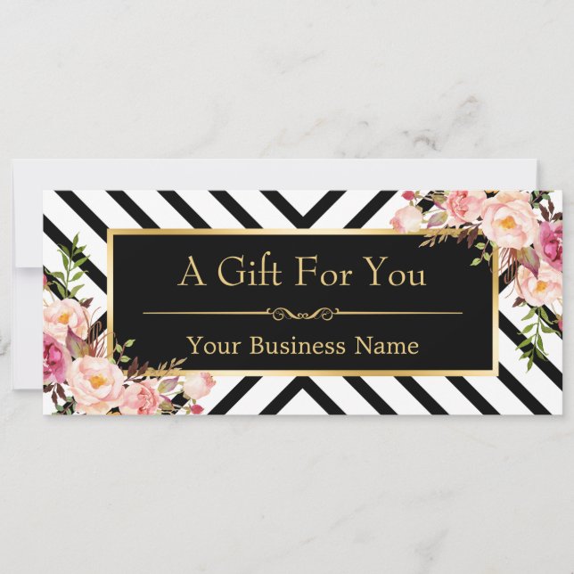 Beauty Salon Gift Certificate Guld Blommigt Rand (Framsida)