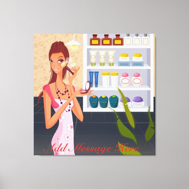 Beauty Salon Girl Wrapped Canvas (Framsida)