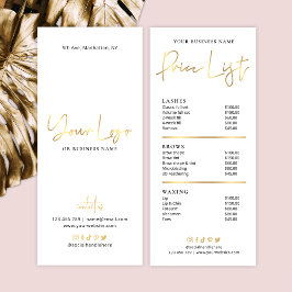 Beauty Salon Glam Guld Logotyp Modern Pris lista Reklamkort