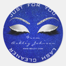 Beauty Salon Glitter Grått Blue Coba Lash Cleaner Runt Klistermärke