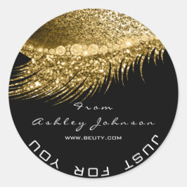 Beauty Salon Glitter Guld Lash Cleaner Metall Blac Runt Klistermärke