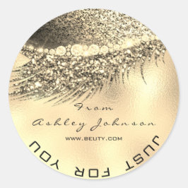 Beauty Salon Glitter Guld Lash Cleaner Metall Lux Runt Klistermärke