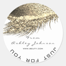 Beauty Salon Glitter Guld Lash Cleaner Metall Whit Runt Klistermärke