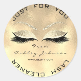 Beauty Salon Glitter Guld Lash Cleaner Sepia Faux Runt Klistermärke
