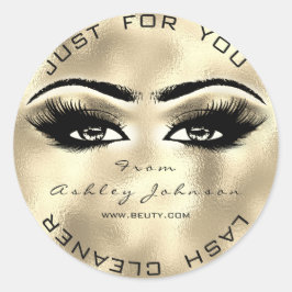 Beauty Salon Glitter Guld Lash Cleaner Sepia Öga Runt Klistermärke