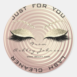 Beauty Salon Glitter Guld Lash Cleaner Tack Runt Klistermärke