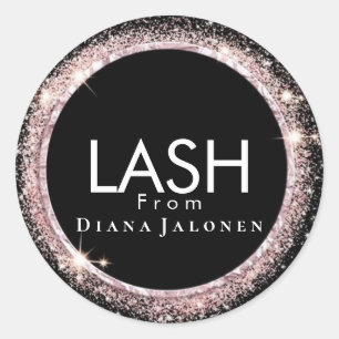 Beauty Salon Glitter Rosa Lash Metall Silver Runt Klistermärke