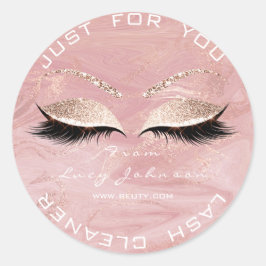 Beauty Salon Glitter Rosa Marblel Lash Cleaner Runt Klistermärke