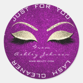 Beauty Salon Glitter Rosa Orchid Guld Lash Cleaner Runt Klistermärke