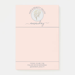 Beauty Salon Golden Logotyp Hairdresser Rosa Elega Post-it Block
