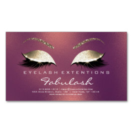 Beauty Salon Guld Glitter Adress Lash Copper Visitkortmagnet