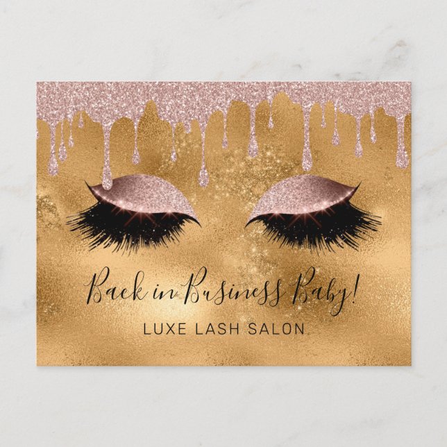 Beauty Salon Guld Glitter återöppning COVID19 Vykort (Framsida)