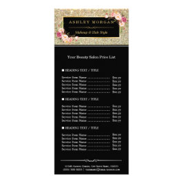 Beauty Salon Guld Glitter Flowers Pris List Reklamkort