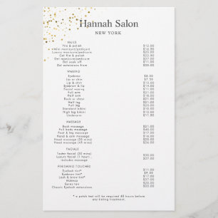 Beauty Salon guld glitter Glitter Flygblad